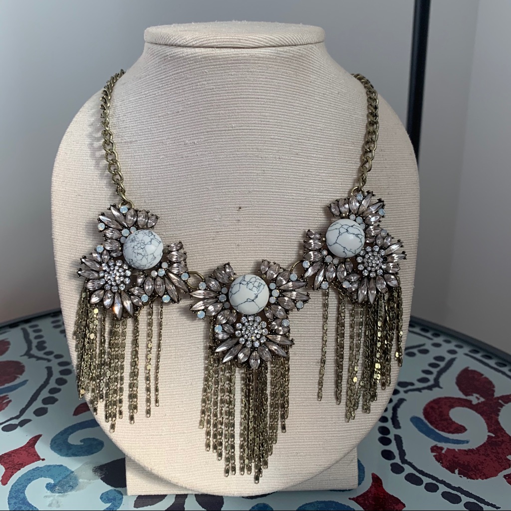 350 Gold Rose Gold Fringe Marble Necklace 20$